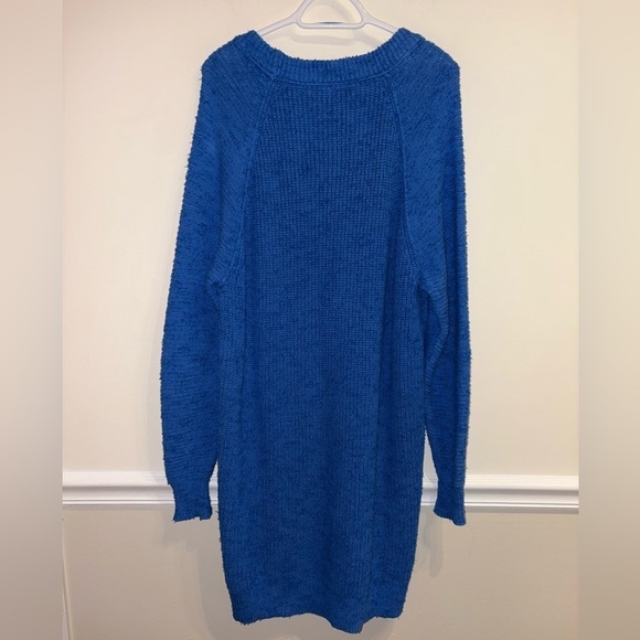 Free People Sunday V-Neck Sweater Cerulean Blue OB910486 - Picture 6 of 11